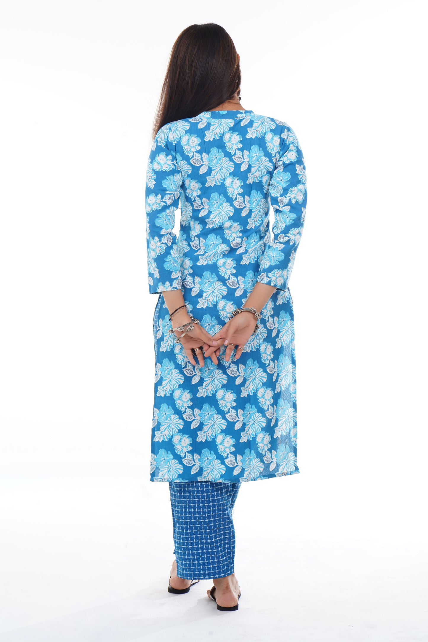 Sky Blue Floral Kurta Set