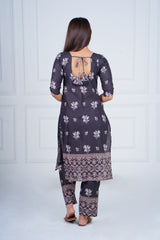 Midnight Black Printed Kurta Set