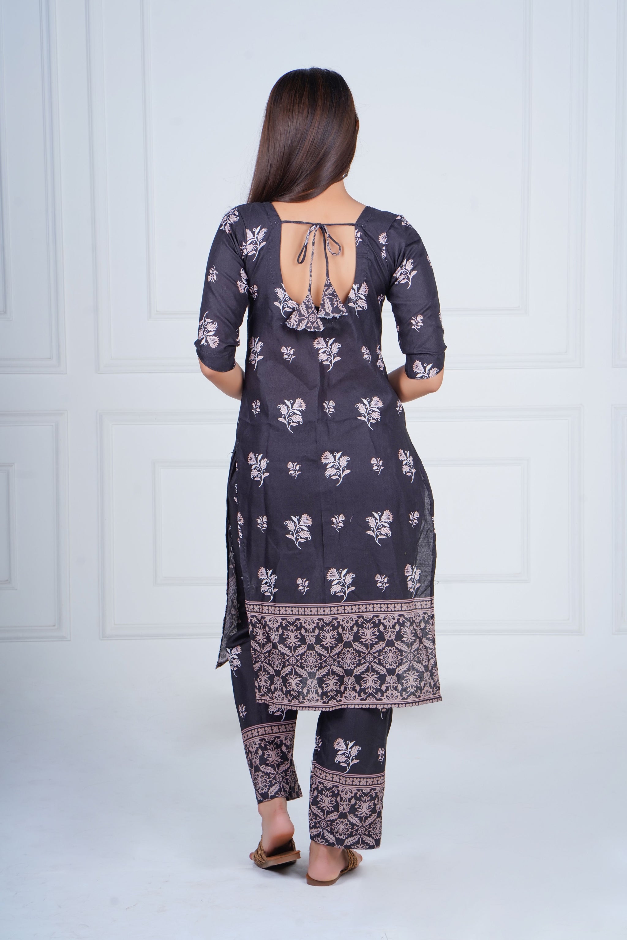 Midnight Black Printed Kurta Set