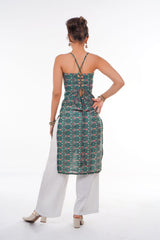 Emerald Green Back-Tie Long Kurti