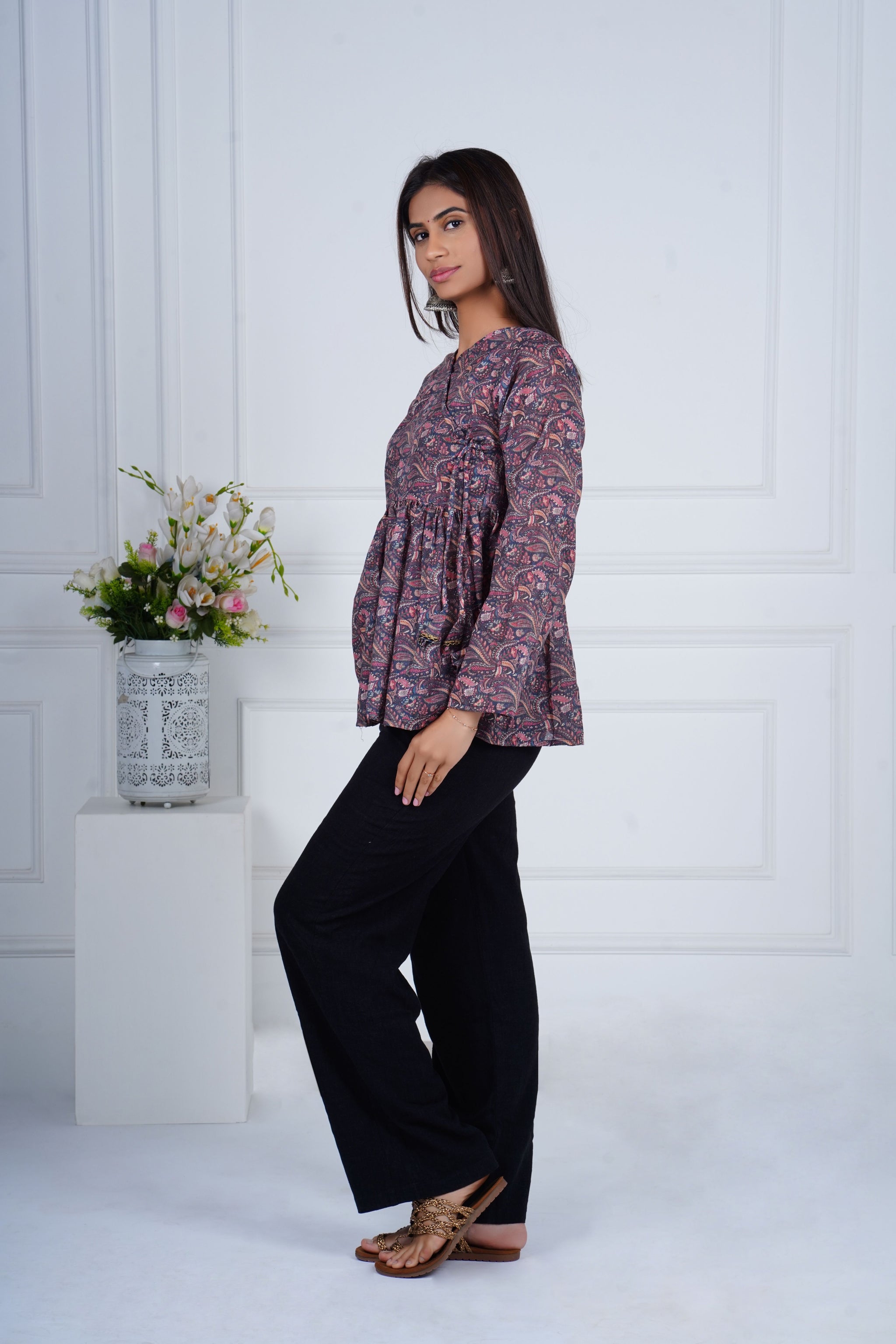 Wine Plum Paisley Kurti