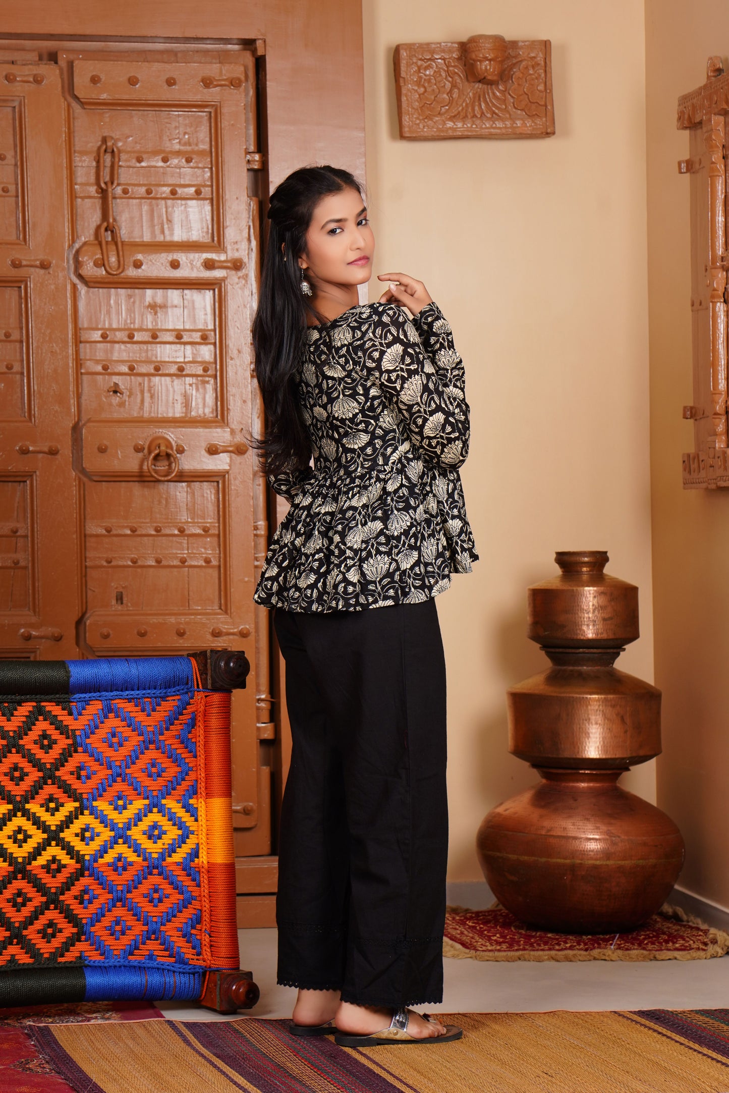 Classic Black Peplum Kurti