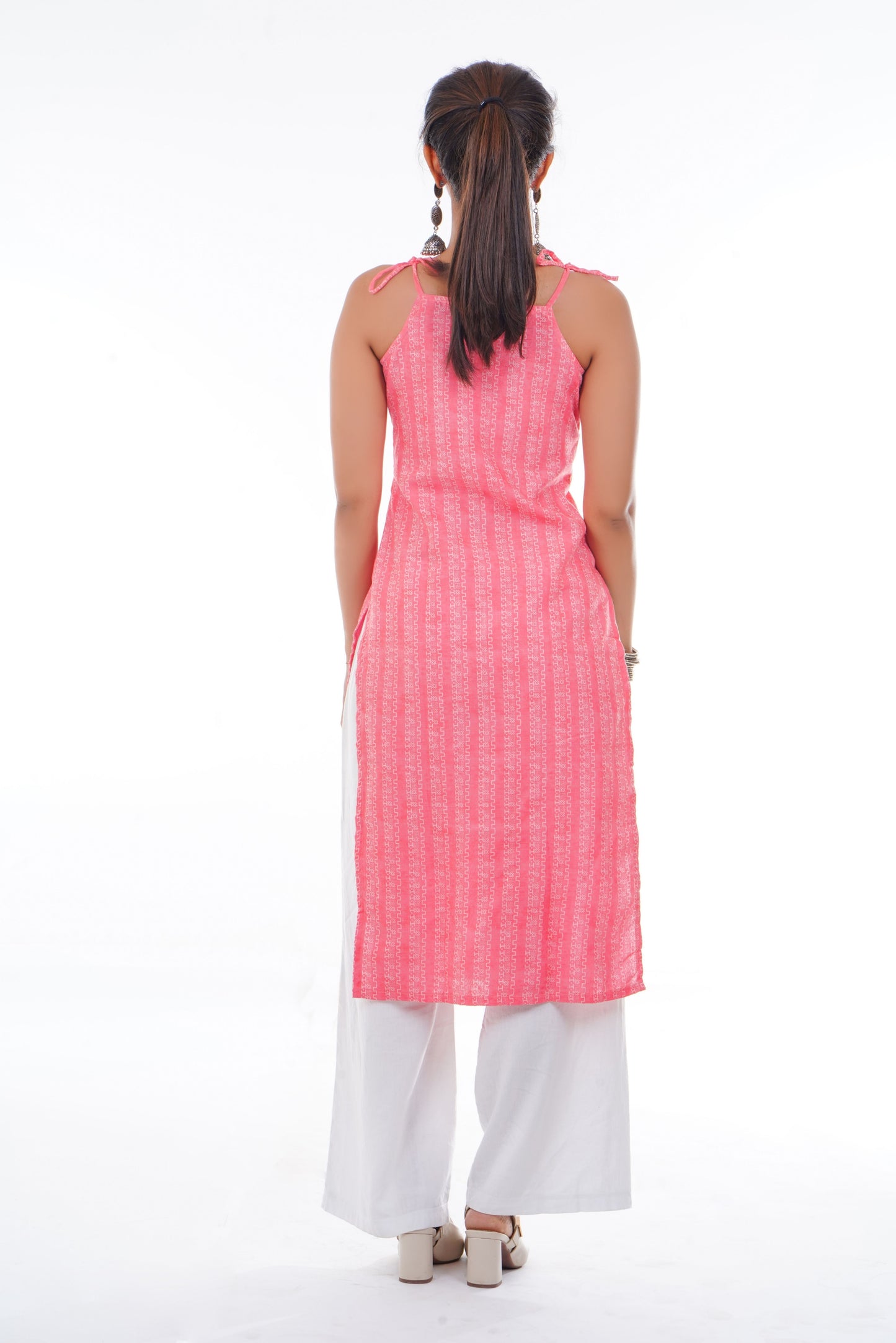 Blossom Pink Tie-Up Long Kurti
