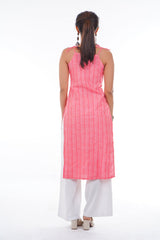 Blossom Pink Tie-Up Long Kurti