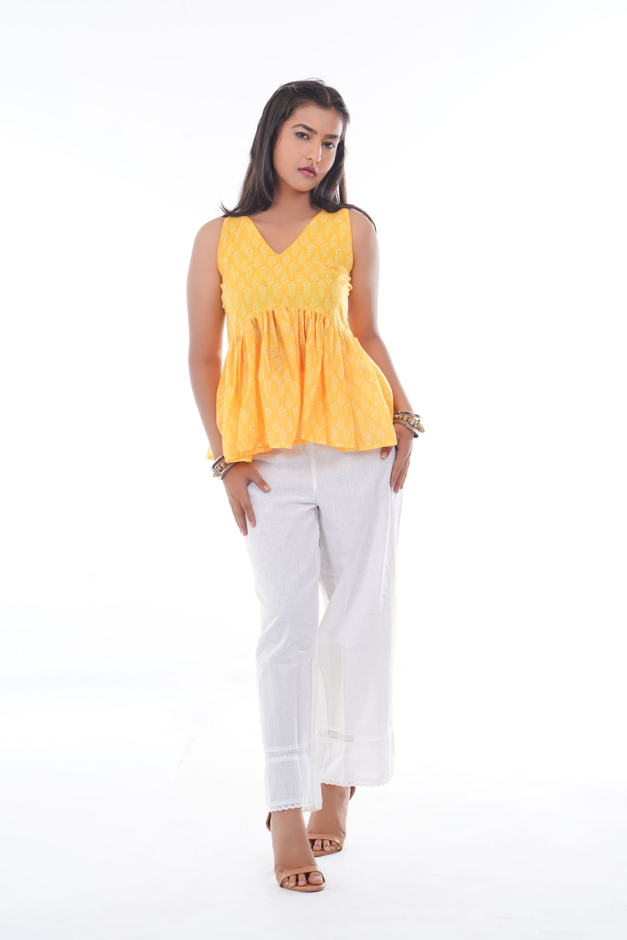 Sunshine Yellow Peplum Short Kurti