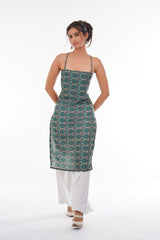 Emerald Green Back-Tie Long Kurti