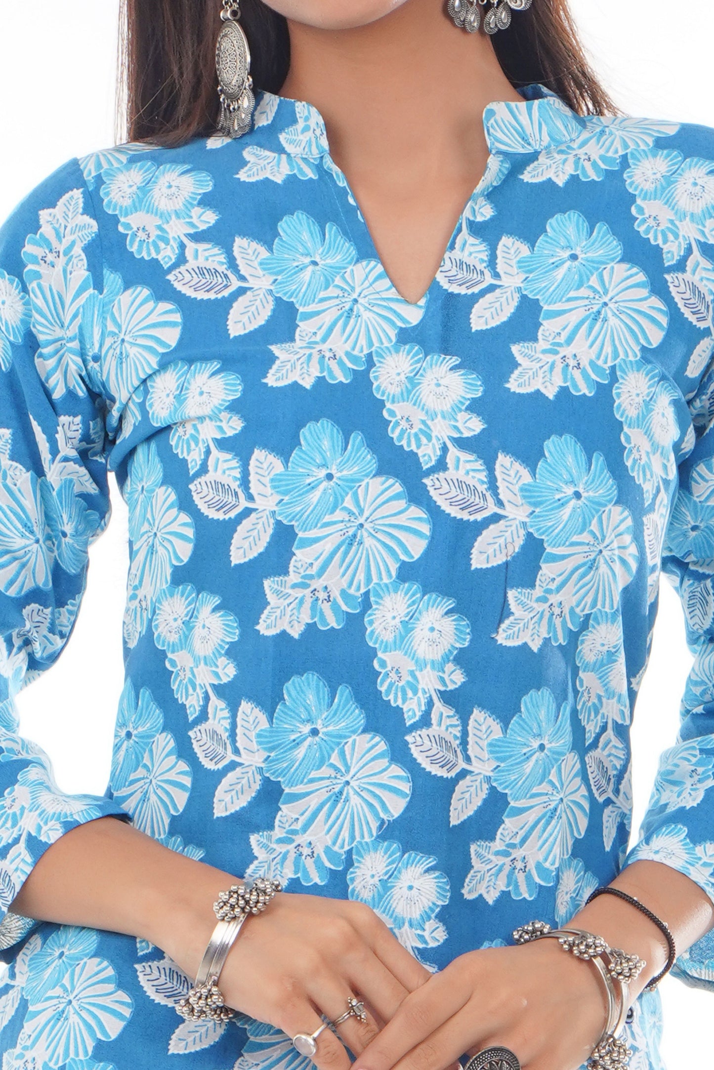 Sky Blue Floral Kurta Set