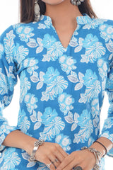 Sky Blue Floral Kurta Set