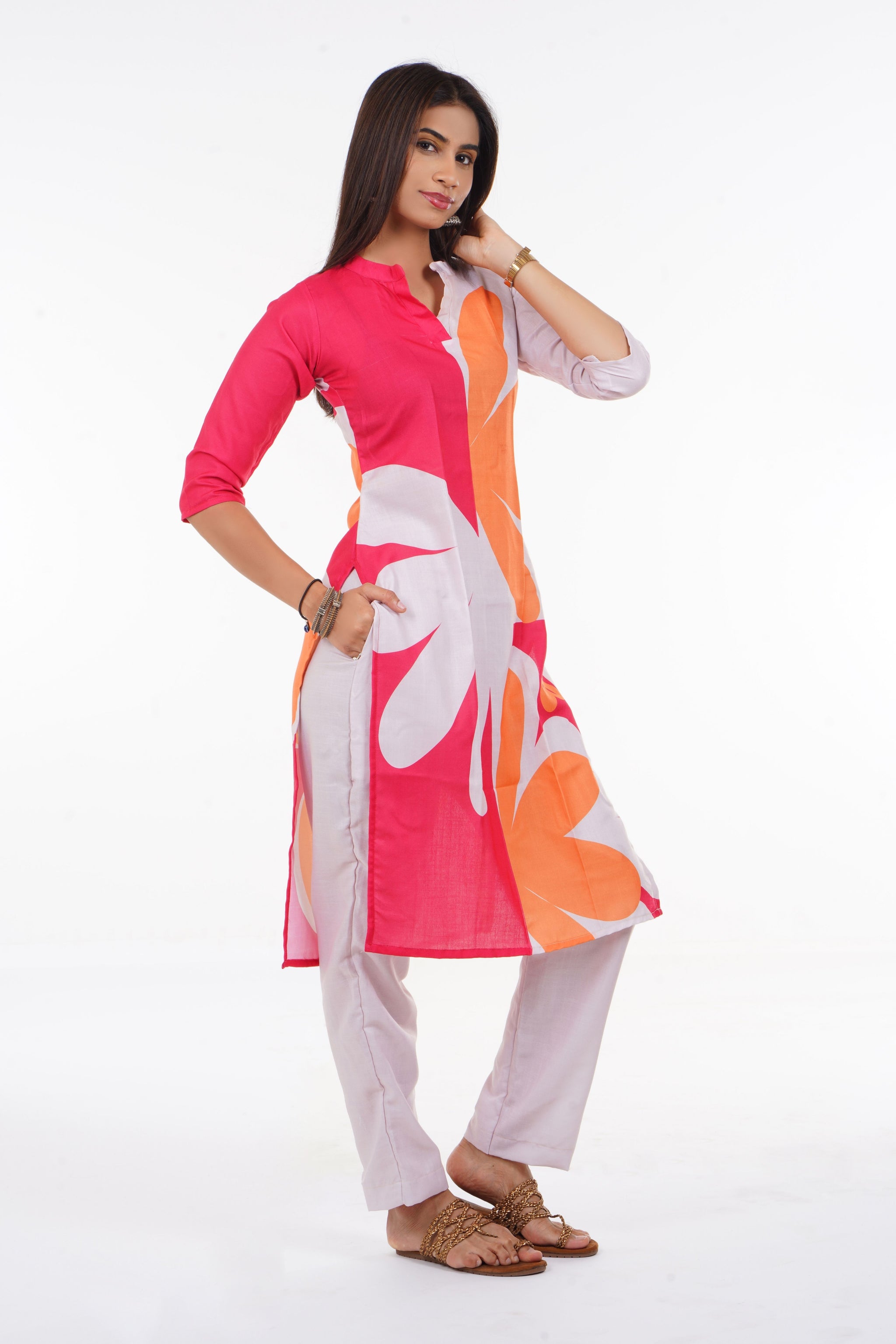 Pink Bloom Printed Kurta Set