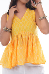 Sunshine Yellow Peplum Short Kurti