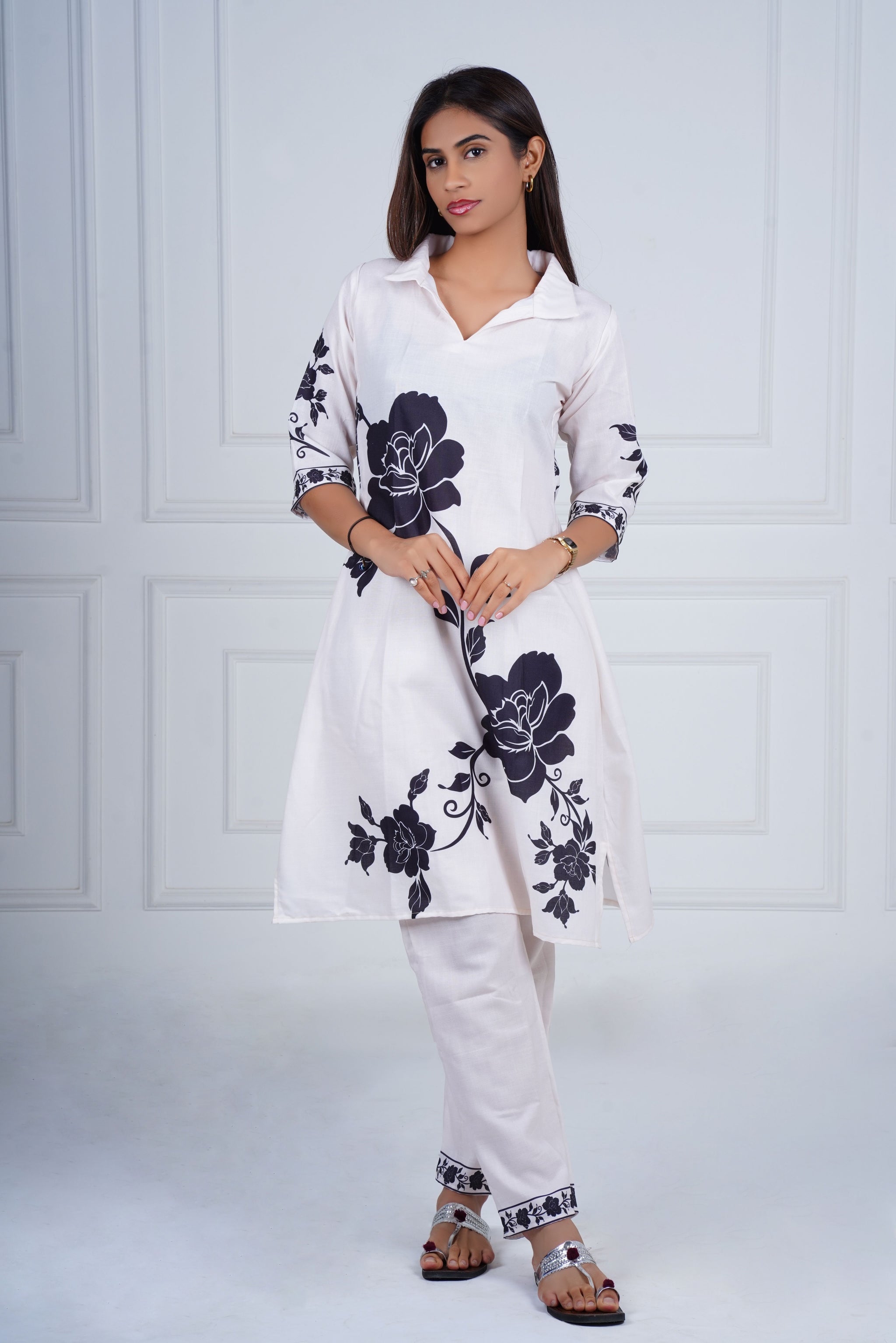 Noir Blossom Printed kurta Set