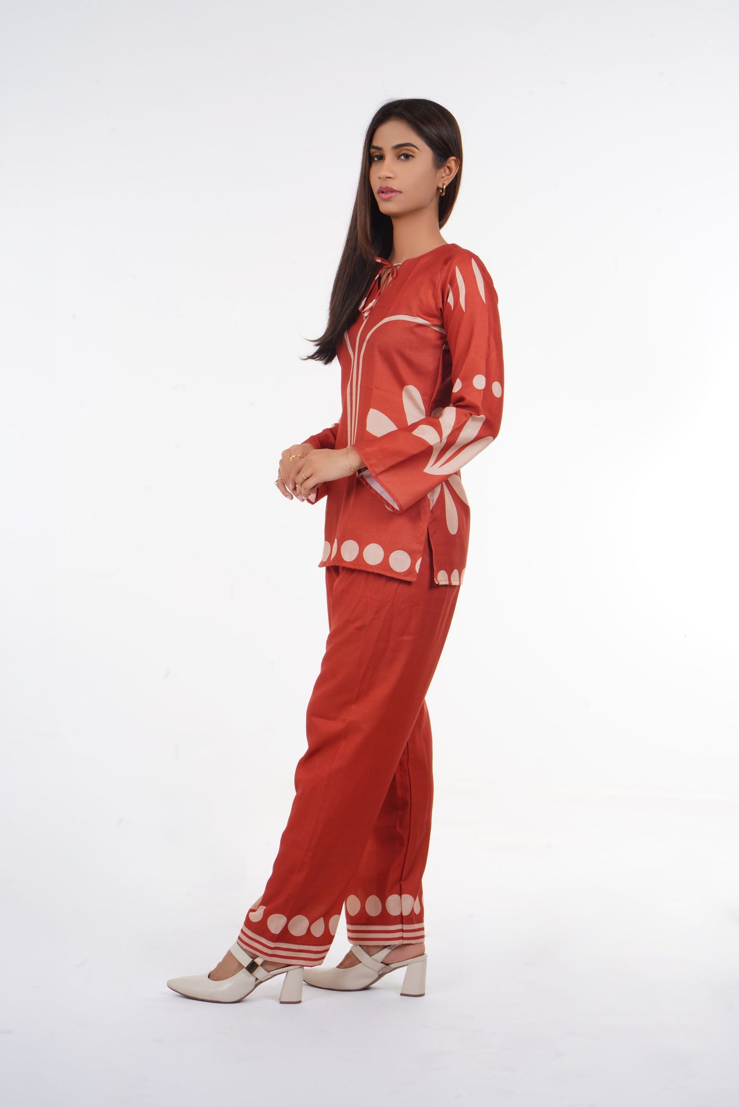 Rust Printed Coord Set