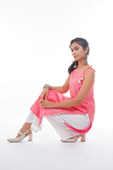 Blossom Pink Tie-Up Long Kurti