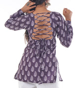Plum Purple Printed Short Kurti