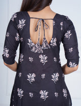 Midnight Black Printed Kurta Set
