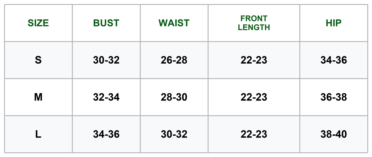 Rust Printed Coord Set Size Chart